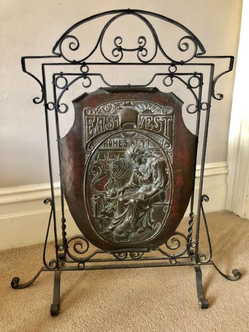 Arts and Crafts Fire Screen ,In Copper and Wrought Iron