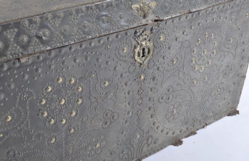 fig 1. Early C18th leather studded domed top trunk