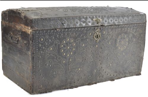 Early C18th Leather Studded Domed Top Trunk