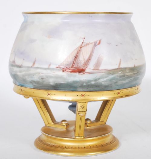 C19th Mintons Footed Urn Painted by James Edwin Dean and Designed by Christopher Dresser