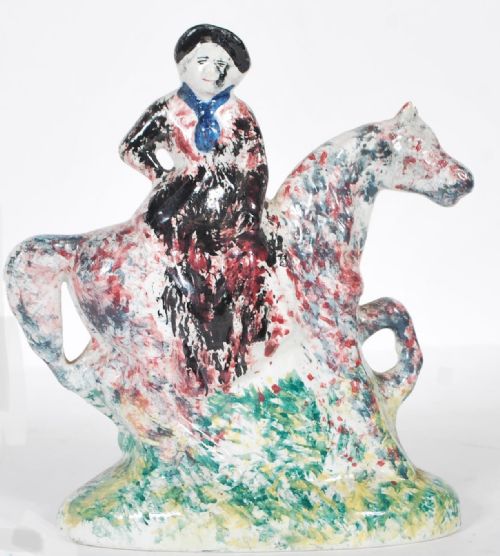 Early C19th Spongeware Staffordshire Horseman