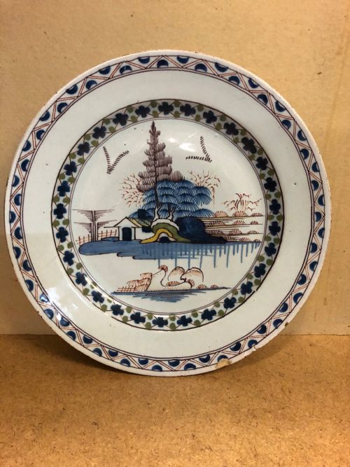C18th Bristol Polychrome Delft Charger