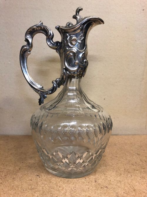 C19th Claret Jug with Plated Lid and Handle