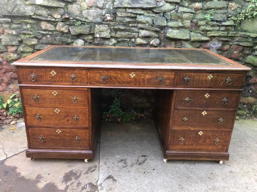 C19th Large Oak Pedestal Desk