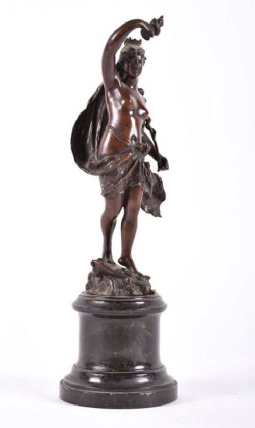 A 19th Century Italian Grand Tour Allegorical Patinated Bronze Sculpture
