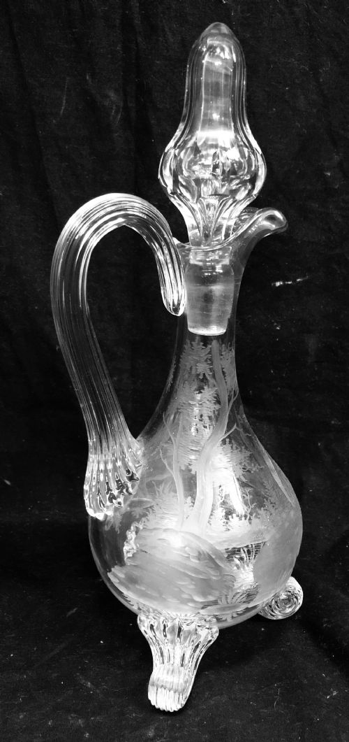 fig 1. C19th cut glass and etched glass liquor decanter