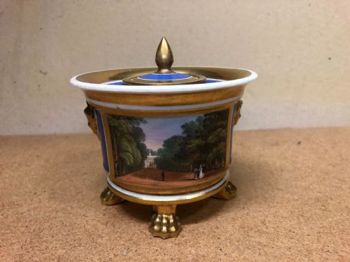 Early C19th Painted and Gilded Inkwell by Worcester