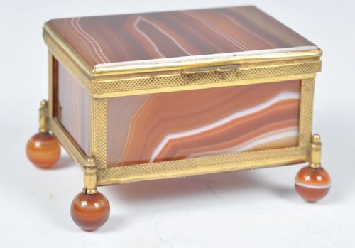 C19th Cornelian Stone, Ormulo. Mounted Gilt Box