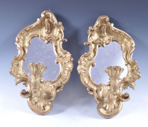 Pair of Carved Giltwood Girandoles