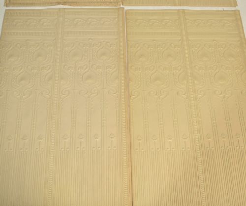 fig 1. Ten original late C19th art nouveau putty based lincrusta relief wall paper panels 