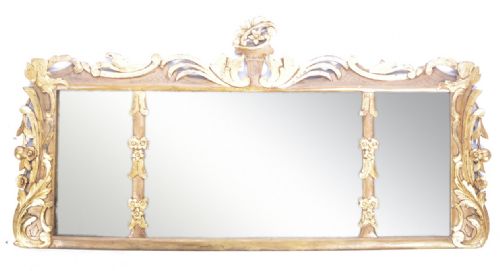 C19th Giltwood Tryptych Overmantel Mirror