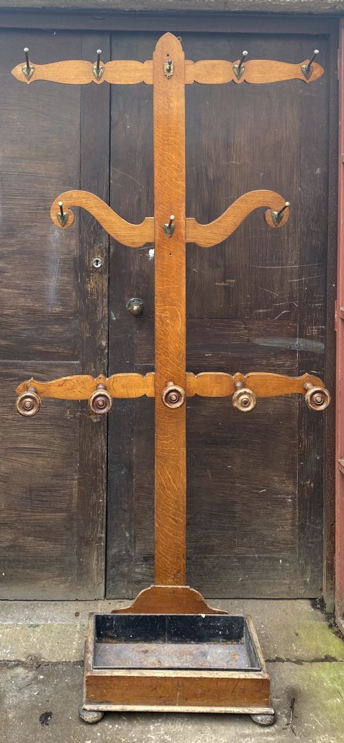 C19th Tree Hall Stand  in Golden Oak