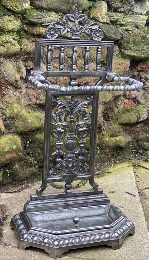 C19th Polished Cast Iron Stick/umbrella Stand