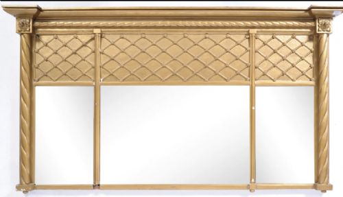 C19th Tryptych Regency Overmantel Mirror