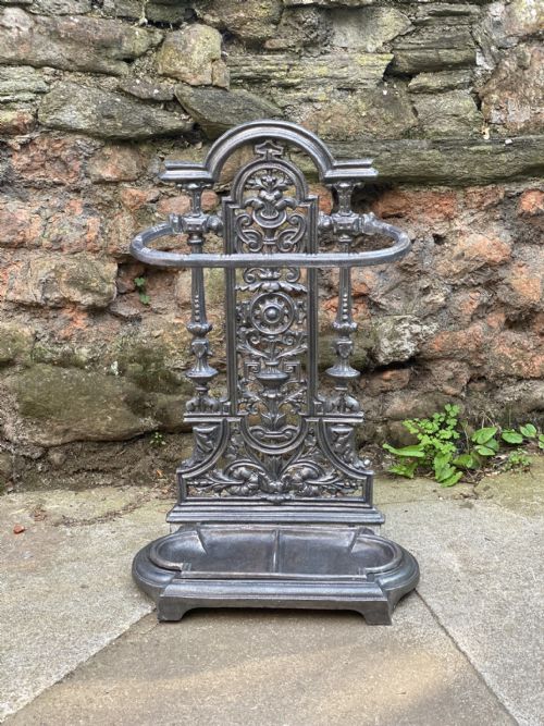 C19th Cast Iron Umbrella/stick Stand in Brushed Steel Finish