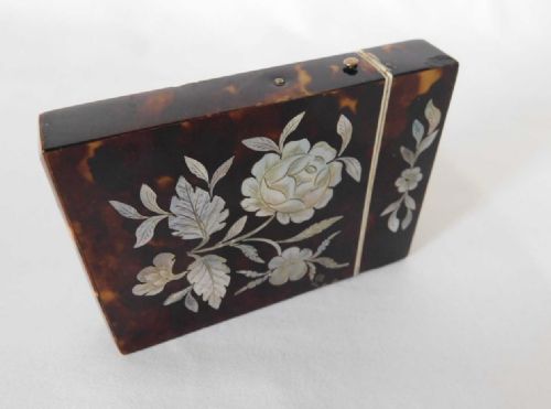 fig 1. Tortoishell and mother of Pearl inlaid card case