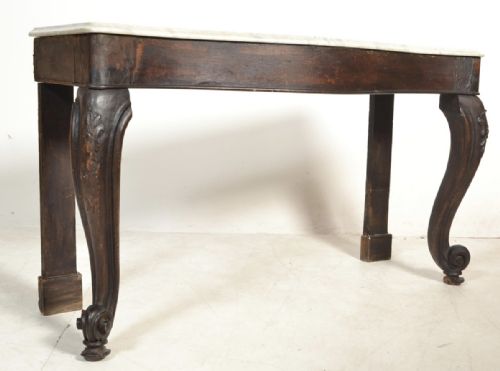 C19th Mahogany Marble Topped Side Server/console Table
