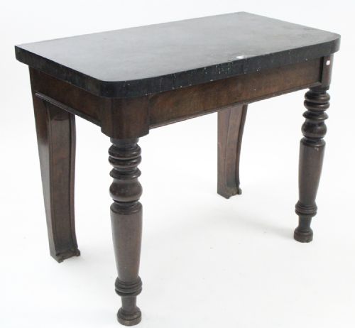 Mahogany Hall Table with Thick Marble Top