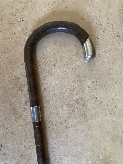 Silver Topped Palm Wood Walking Stick