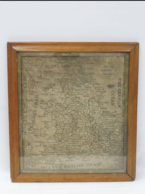 A Fine C18th Georgian Map Sampler in Maple Frame