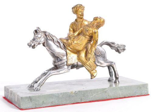 fig 1. C19th bronze gold and silver plated couple on horseback.