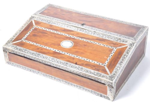 A Vizagapatam Sandlewood and Ivory Inlaid Writing Slope.