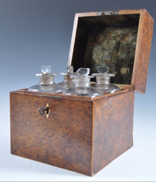 A C19th Am Boy a Wood Four Bottle Decanter Box