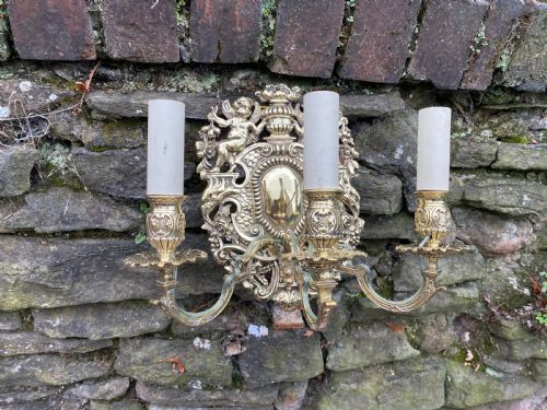 A Three Armed Brass Wall Light
