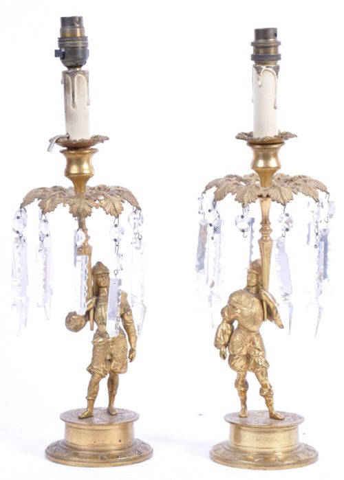 A Pair of Regency Candlesticks in Gilt Bronze and Converted to Electricity