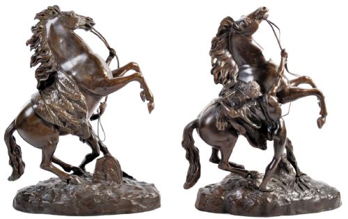 Pair of Bronze Horse Tamers of Marly-le-rio After  Guillaume Coustou the Elder (1677-1746 )