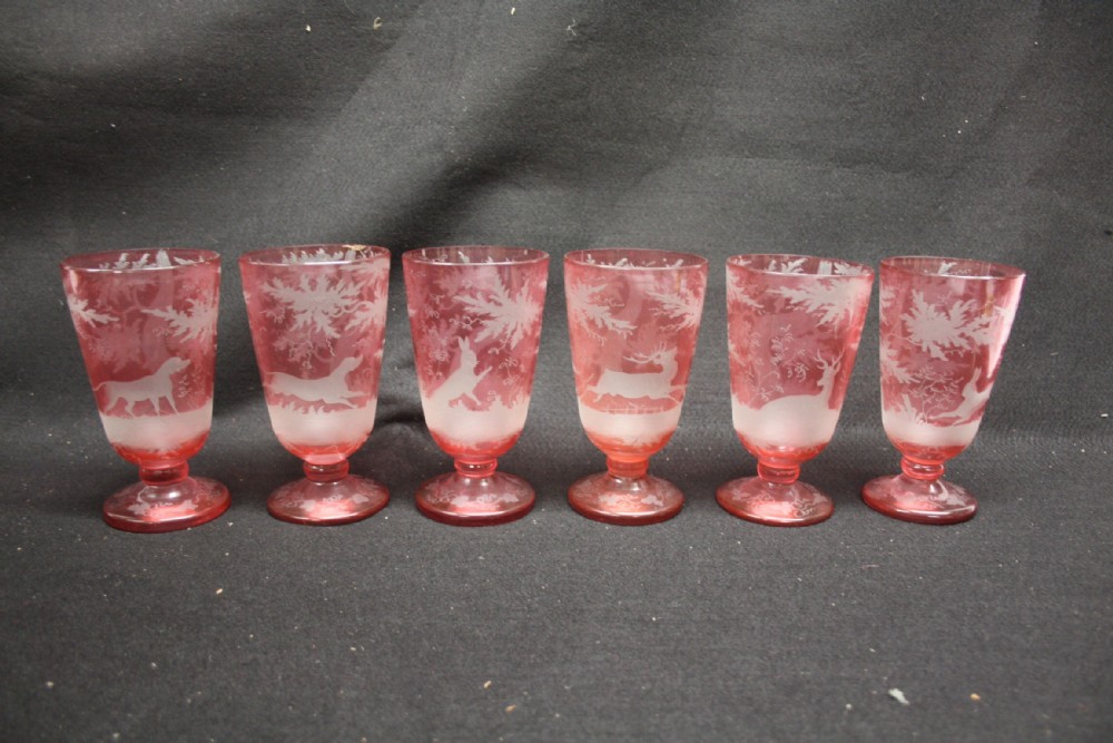 Set of six Bohemian glasses