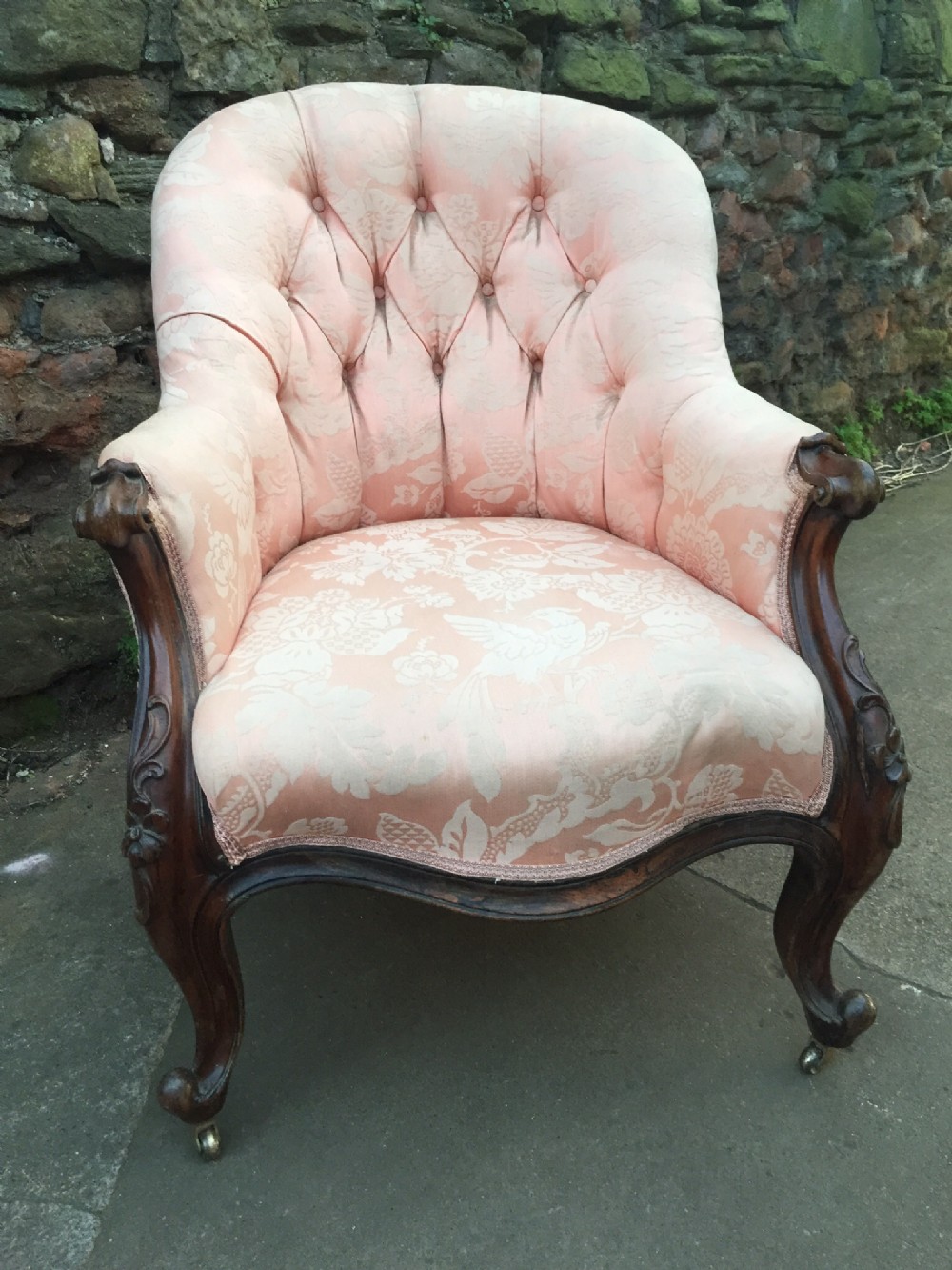 C19th Rosewood show frame armchair