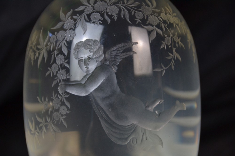 Edwardian cut glass cherub  wine decanter