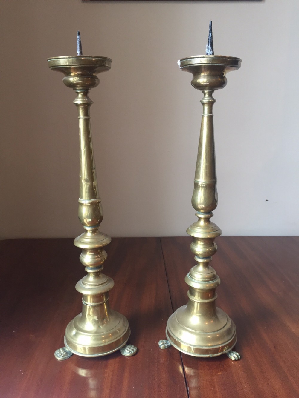Early C19th brass altar candlesticks