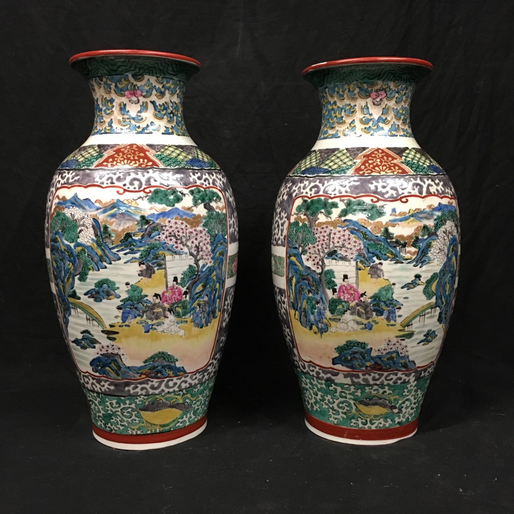 Pair of large Japanese baluster vases
