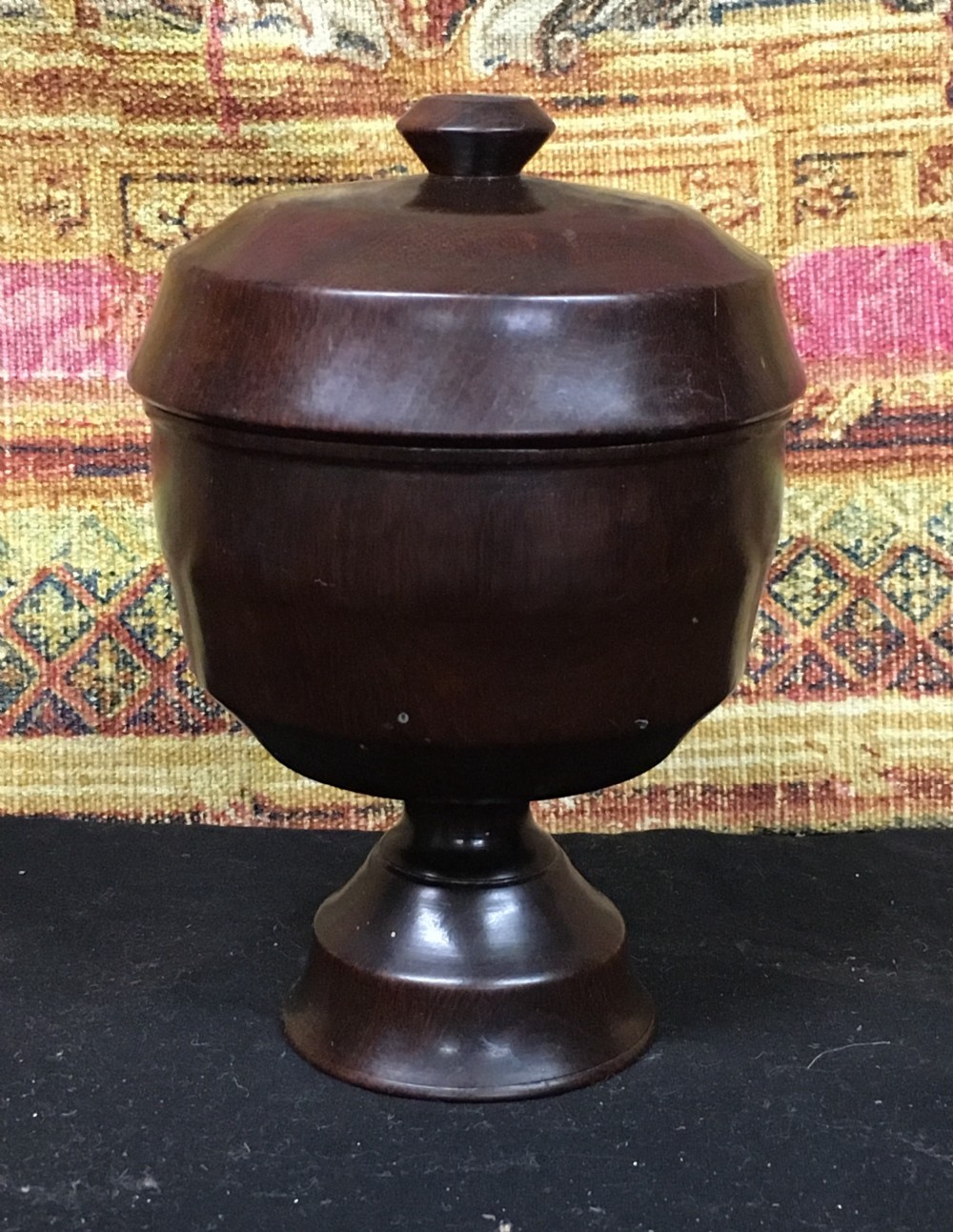 C18th lignum vitae treen cup and cover 
