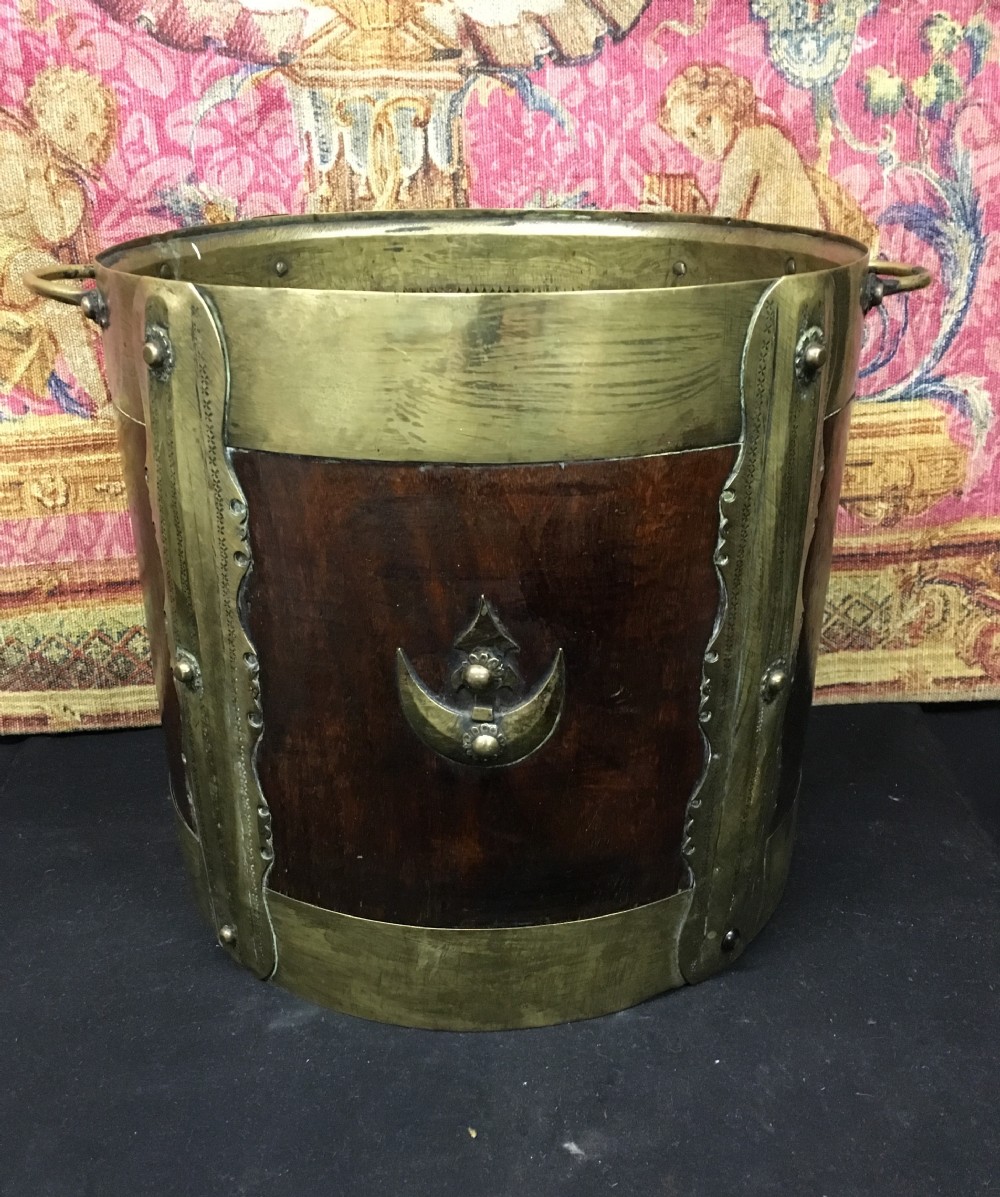 C19th Indian teak and brass bucket
