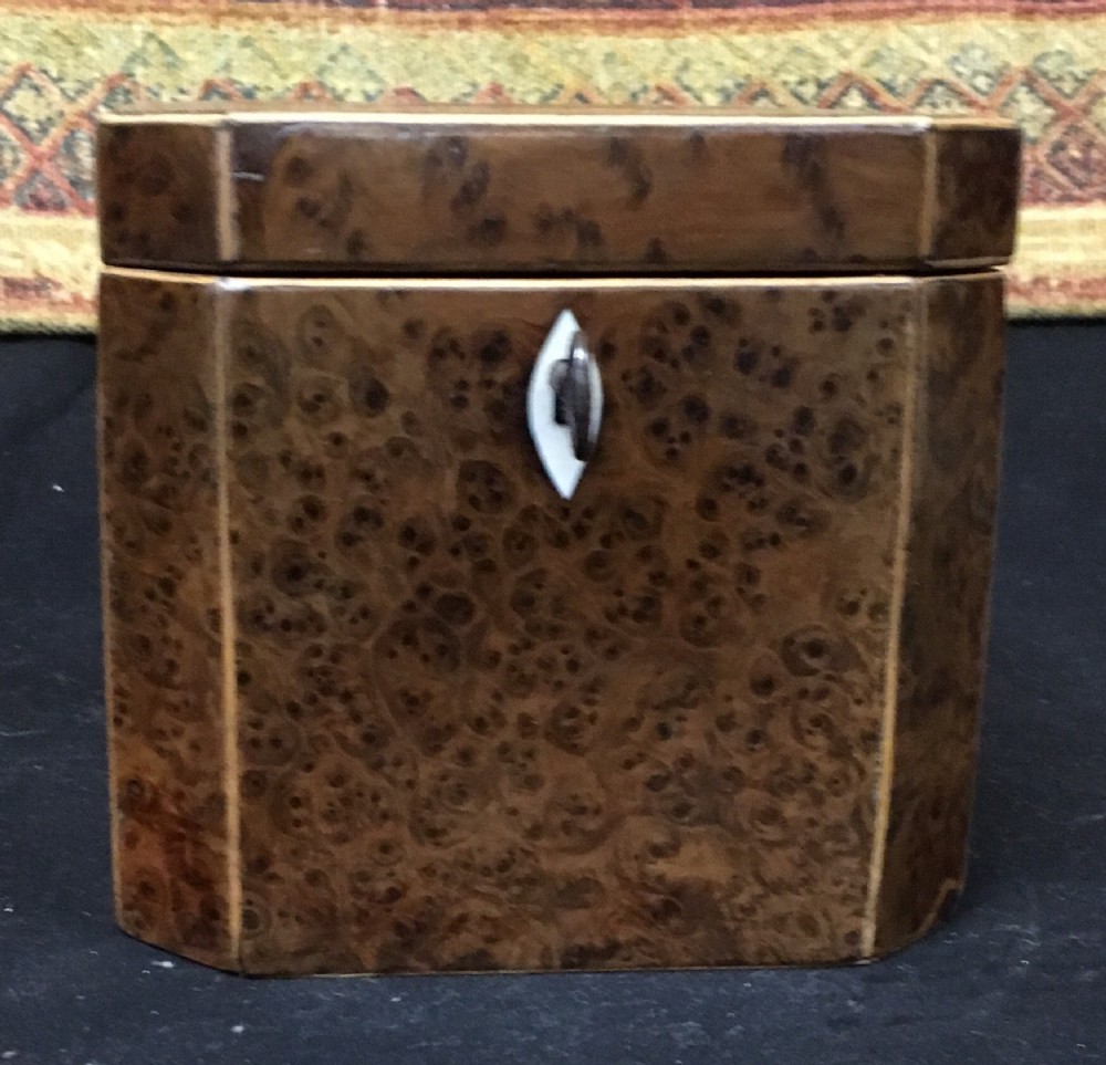 C18th Yew wood tea caddy
