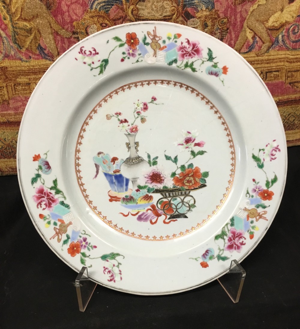 C18th Large Famille rose charger