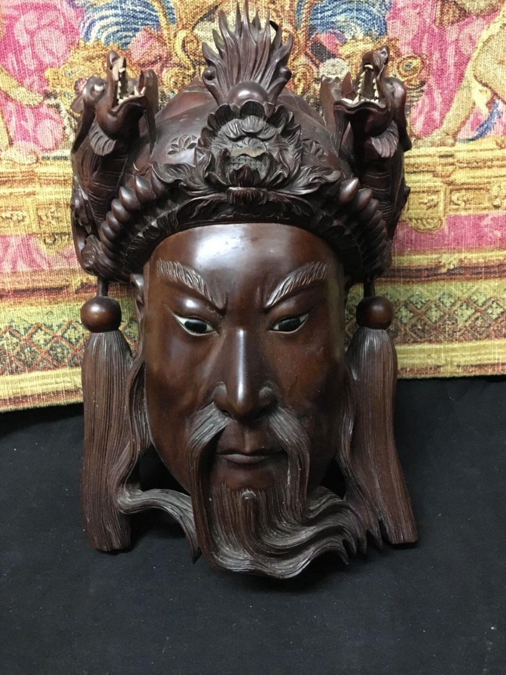 C19th large Chinese mask decorated with dragons