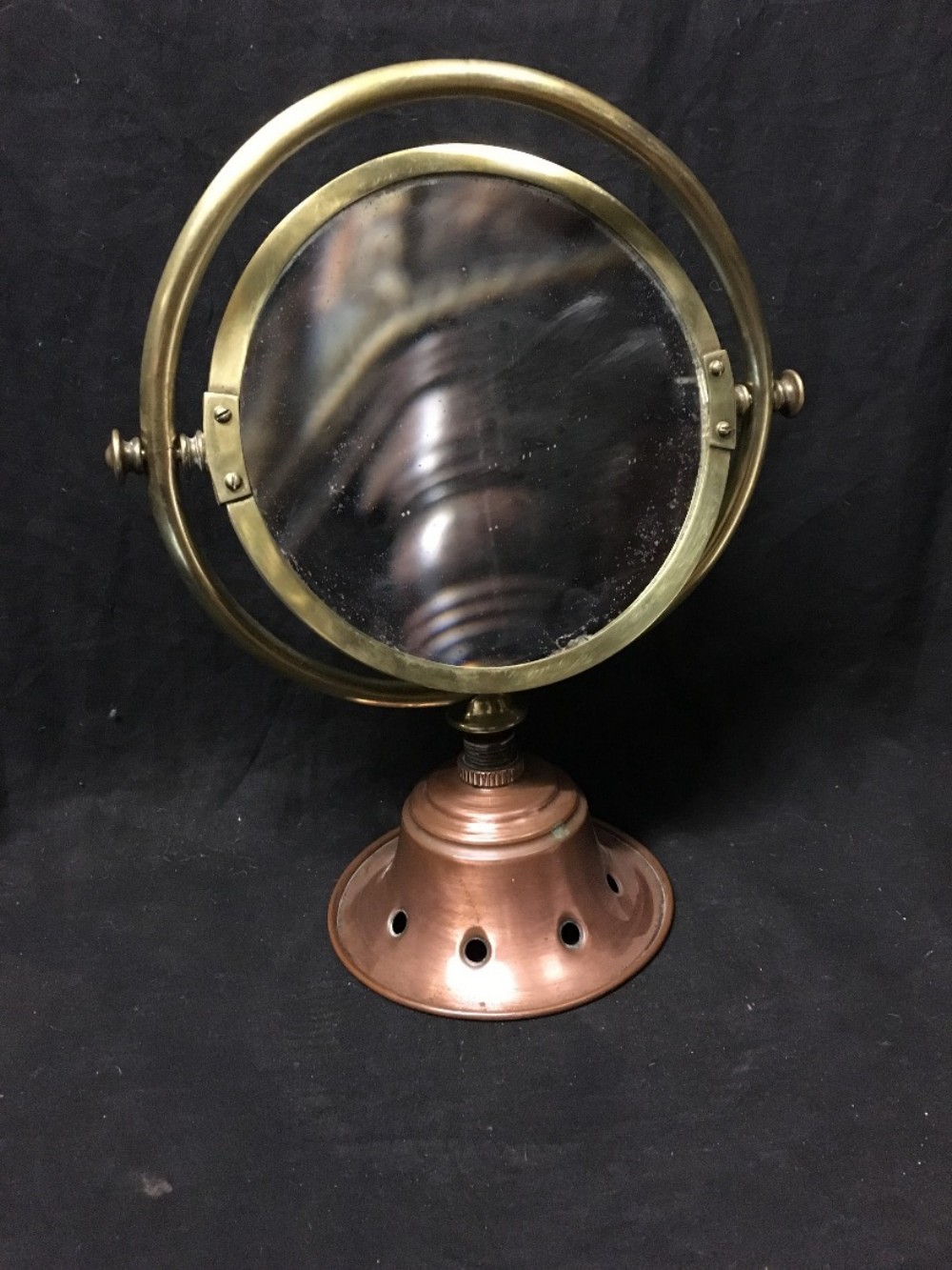 1920s brass and copper bathroom mirror 