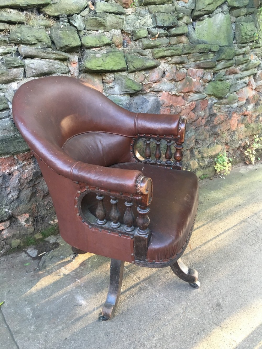 C19th large oak office chair