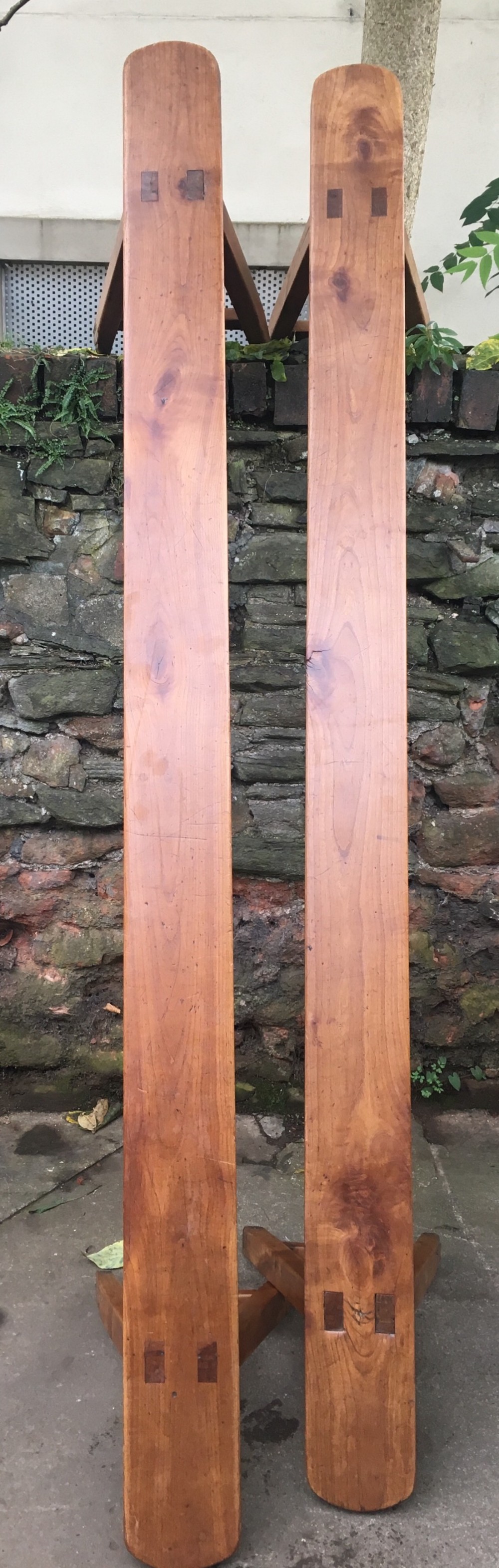 C19th pair of fruitwood benches