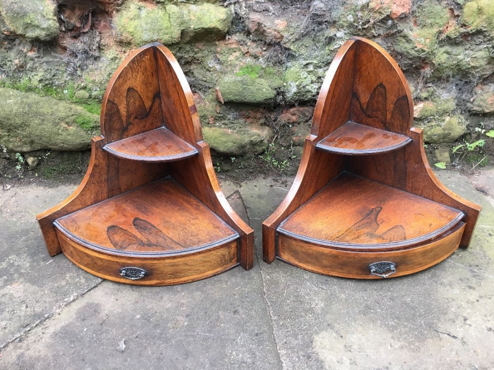 C19th pair of rosewood corner wall brackets