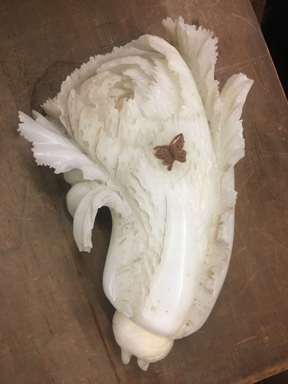 C19thnChineseb Jadeite White cabbage sculpture 