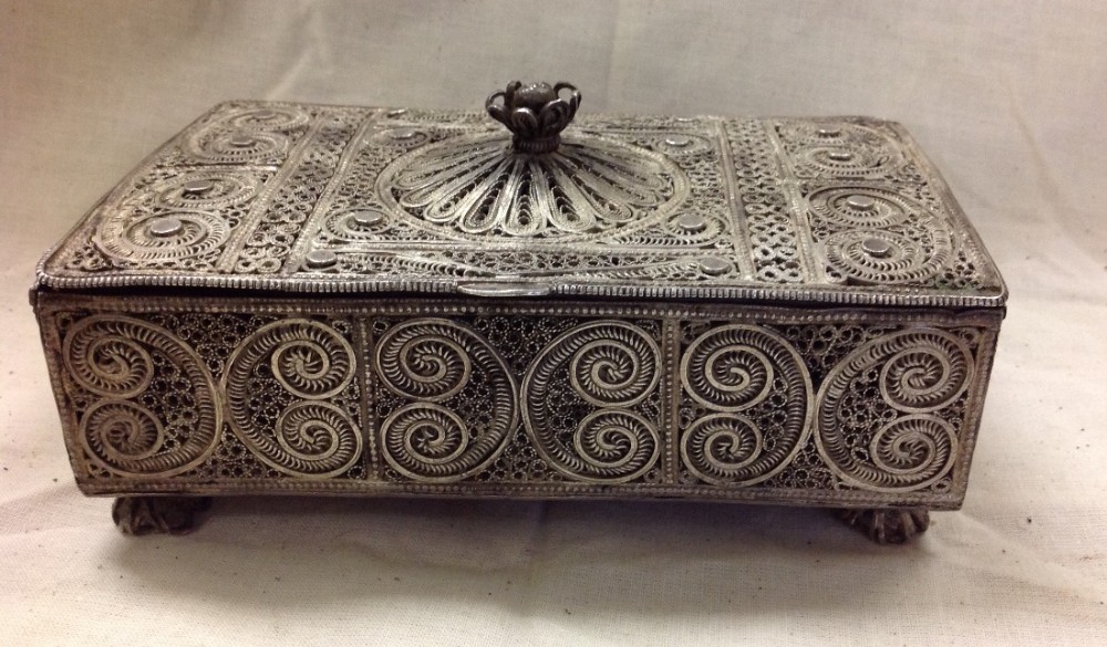 Edwardian period silver filegree box