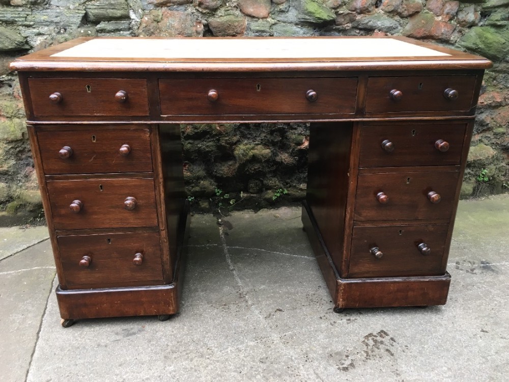 C19th small kneehole pedestal desk