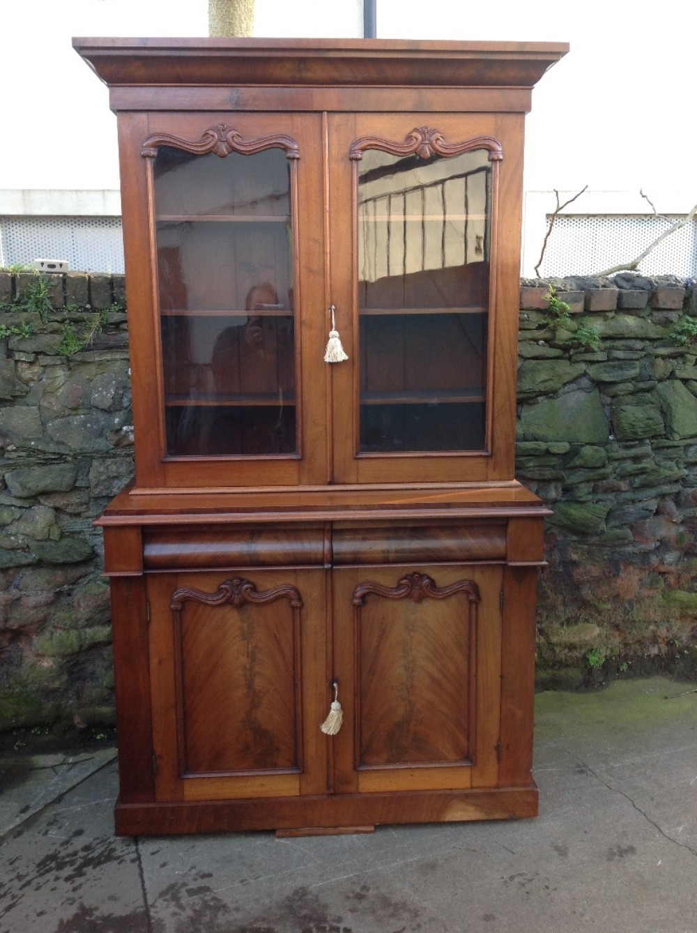 C19th faded mahogany library bookcase
