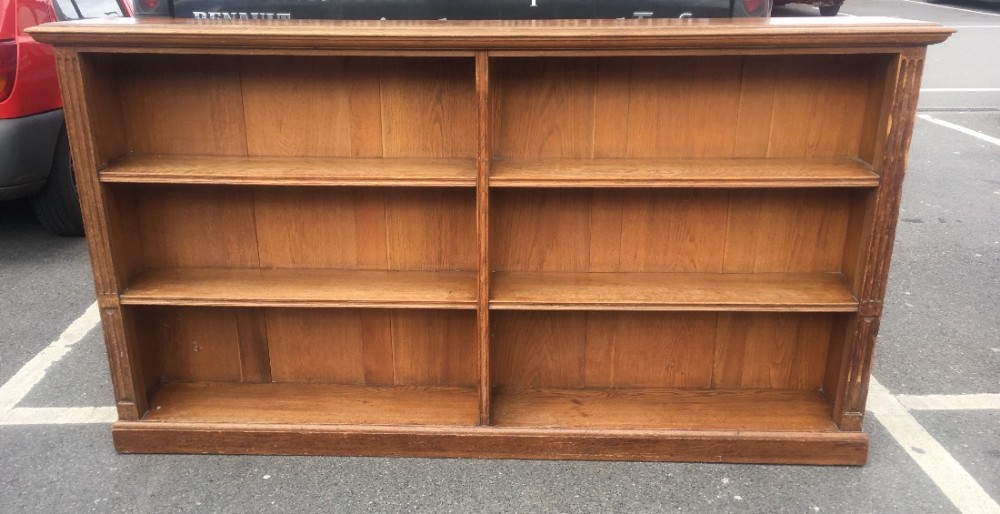 C19th oak double bookcase