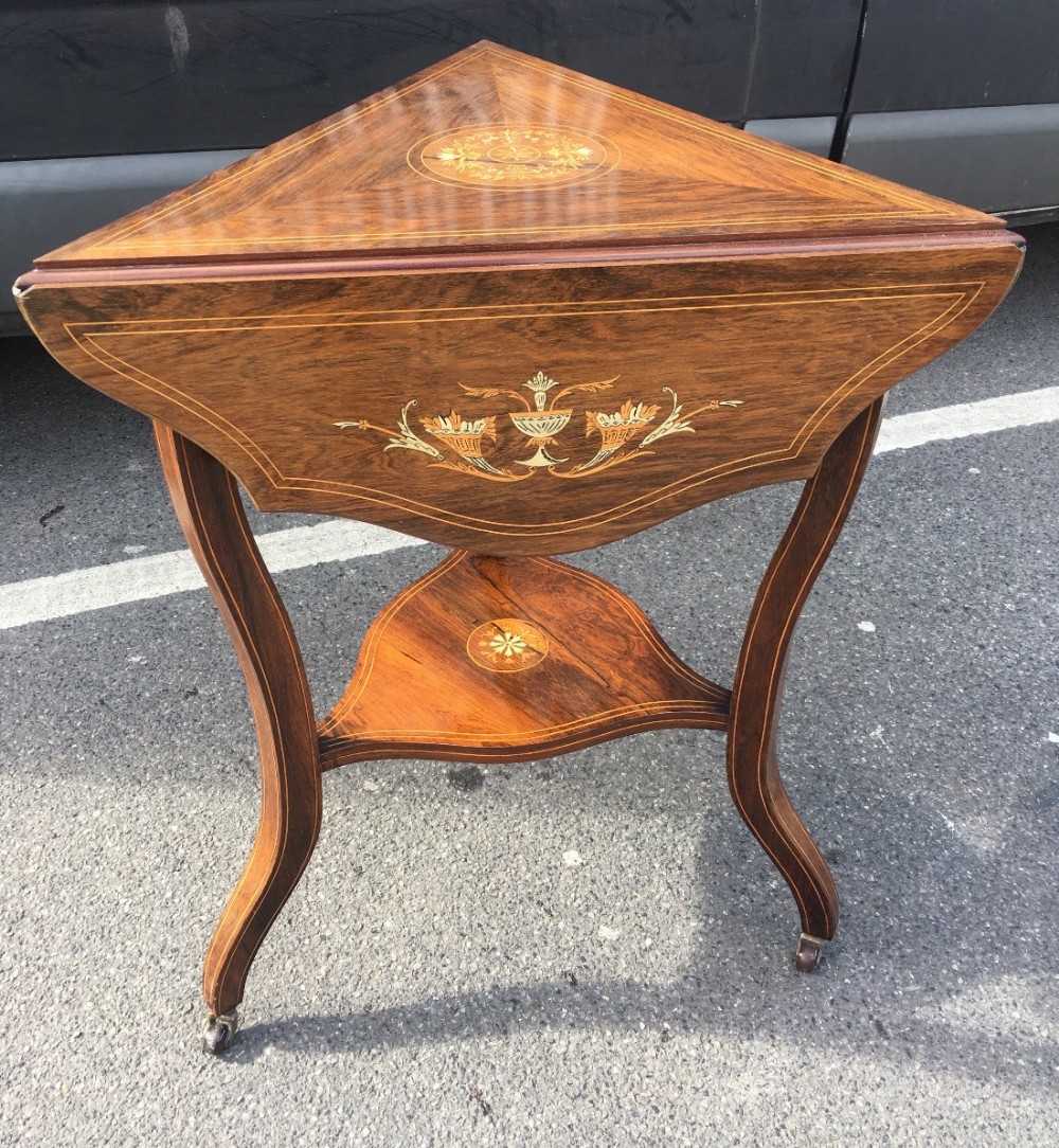 C19th rosewood inlaid table